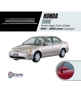 Honda Civic Krom Cam Çıtası 4 prç. 2001-2006 P. Çelik