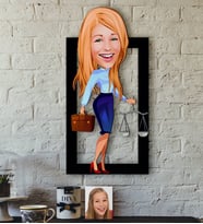 BK Gift Kişiye Özel Bayan Avukat Karikatürlü 3D Ahşap Tablo-3