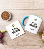 Tekstil Mühendisi Mavi Kupa Bardak Ve Bardak Altlığı Seti