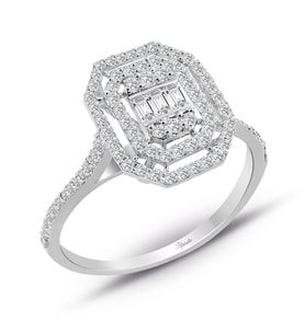 0.45 Ct Modern Tasarım Baget Kare Tektaş Yüzük