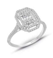 0.45 Ct Modern Tasarım Baget Kare Tektaş Yüzük