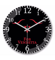 V For Vendetta Silüet Duvar Saati Bombeli Gercek Cam