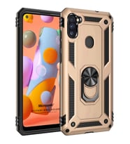 Microsonic Samsung Galaxy M11 Kılıf Military Ring Holder Gold