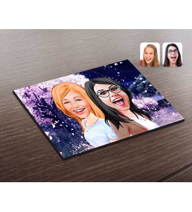 BK Gift Kişiye Özel Kız Kardeşler Karikatürlü Ahşap Puzzle-11