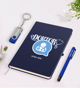 BK Gift Kişiye Özel Doktor Temalı Lacivert Defter Kalem 32gb USB Bellek Hediye Seti-11 (Model 1)
