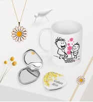 BK Gift Kişiye Özel Canım Annem Kupa Kalp Ayna Papatya Kolye Bileklik Seti - 17 (Model 1)