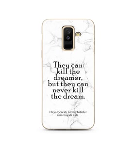 Samsung A6 Plus Beyaz Mermer Söz Tasarımlı Telefon Kılıfı
