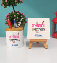 Din Kültürü Öğretmeni Tasarımlı Kişiye Özel Hediye Din Kültürü Öğretmeni Kalemlik ve Dekoratif Taş Baskı Seti