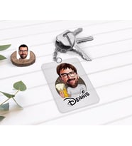 BK Gift Kişiye Özel Erkek Karikatürlü Şeffaf Pleksi Anahtarlık (Beyaz)