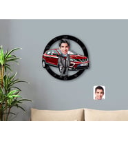 BK Gift Kişiye Özel Plakalı Erkek Nissan Qashqai Karikatürlü Ahşap Duvar Saati-2 (Beyaz)