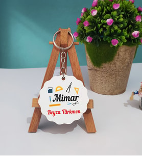 Mimar Hediye Kişiye Özel Mimar Ahşap Anahtarlık