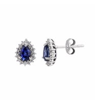 Pırlantalı Safir Küpe (Beyaz)