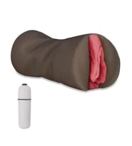 Süper Pocket Titreşimli Realistik Siyah Suni Yapay Vajina Mastürbatör