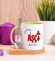 Aşçı Ahşap Altlıklı Yeşil Kupa Bardak