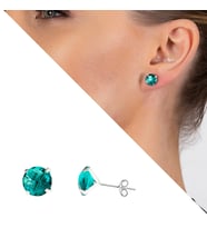 Turkuaz Zirkon Taşlı Oval Tasarım 925 Ayar Gümüş Kadın Küpe
