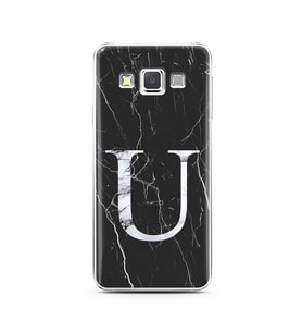 Samsung A3 (2015) Siyah Mermer Harf Tasarımlı Telefon Kılıfı U-Harfi 