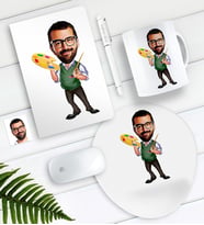 BK Gift Kişiye Özel Bay Ressam Karikatürlü Defter Kalem Kupa Mouse Pad Seti (Model 1)