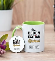 Beden Eğitimi Öğretmeni Yeşil Kupa Bardak Ve Anahtarlık Set