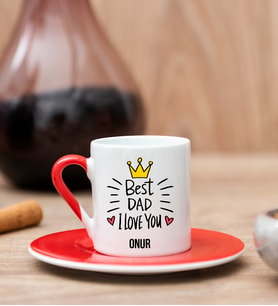 Best Dad Babaya Hediye Kırmızı Türk Kahvesi Fincanı