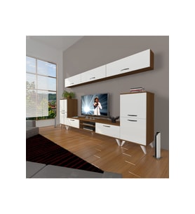 Decoraktiv Eko 9 Mdf Dvd Retro Tv Ünitesi Tv Sehpası (Beyaz - Kahverengi)