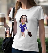 BK Gift Kişiye Özel Bayan Hostes Karikatür Beyaz Tişört  2