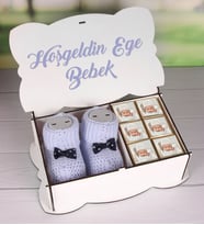Kişiye Özel Nazarlı Hoşgeldin Bebek Hediye Seti 89229 (Mavi)