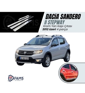 Dacia SANDERO STEPWAY Krom Yan Kapı Çıtası 4 kapı 2012 ve üzeri PASLANMAZ ÇELİK