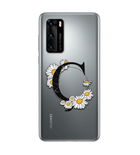 Papatya Harf Tasarım Süper Şeffaf Silikon Telefon Kılıfı Huawei P40 Ç-Harfi