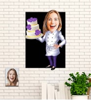Kişiye Özel Hediye Pastacı Karikatür Ahşap Tablo
