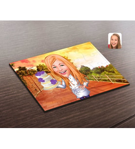 BK Gift Kişiye Özel Kadın Chef Karikatürlü Ahşap Puzzle-2