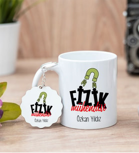 Fizik Mühendisi Beyaz Kupa Bardak Ve Anahtarlık Set