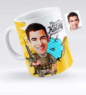 BK Gift Kişiye Özel Uzman Çavuş Karikatür Beyaz Kupa Bardak  2