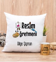Resim Öğretmeni Yastık ve Gold Kupa Bardak