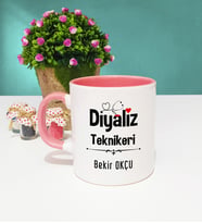 Diyaliz Teknikeri Tasarımlı Kişiye Özel Diyaliz Teknikeri Kupa Bardak Pembe
