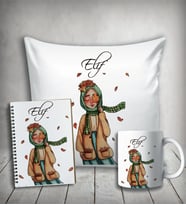 Kişiye Özel Tesettürlü Kız Karakter Yastık & Kupa & Defter