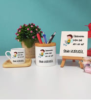 Böğön Canlı Ders Varmı Ahşap Altlıklı Türk Kahvesi Fincanı Kalemlik Dekoratif Taş Baskı Seti