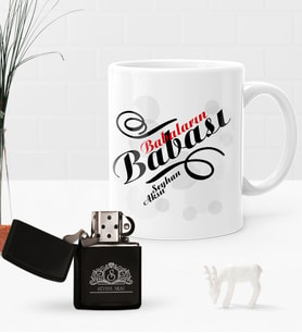 BK Gift Kişiye Özel Babaların Babası Benzinli Çakmak ve Kupa Seti-1 (Model 1)