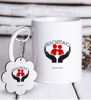 BK Gift Kişiye Özel Mesleki Sigortacı Beyaz Kupa ve Anahtarlık Hediye Seti (Model 1)