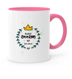 BK Gift Kişiye Özel Kraliçe Annem Pembe Kupa Bardak - 1