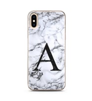 Iphone X Beyaz Mermer Harf Tasarımlı Telefon Kılıfı A-Harfi 