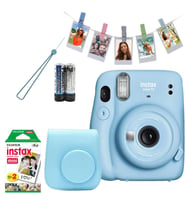 Fujifilm İnstax Mini 11 Fotoğraf Makinesi+Çanta+20'li film+Mandal (mavi)