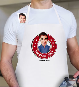 BK Gift Kişiye Özel Bay Chef Karikatür Beyaz Mutfak Önlüğü  4