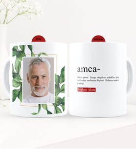 BK Gift Kişiye Özel Fotoğraflı Amca Anlamı Beyaz Kupa Bardak - 1 (Siyah)