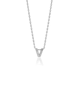 Söğütlü Silver Gümüş  rodyumlu üç boyutlu minimal V gümüş harf kolye