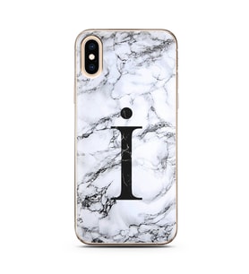 Iphone Xs Beyaz Mermer Harf Tasarımlı Telefon Kılıfı İ-Harfi 