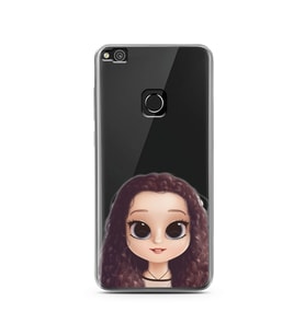 Kıvırcık Saçlı Kız Tasarımlı Süper Şeffaf Silikon Telefon Kılıfı Huawei P9 Lite 