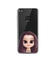 Kıvırcık Saçlı Kız Tasarımlı Süper Şeffaf Silikon Telefon Kılıfı Huawei P9 Lite 