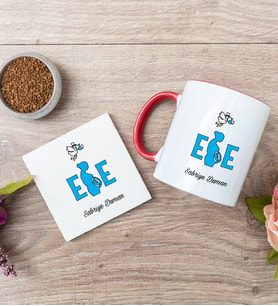 Ebe Kırmızı Kupa Bardak Ve Bardak Altlığı Seti
