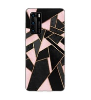 Pembe Geometri Tasarımlı Süper Şeffaf Silikon Telefon Kılıfı Huawei P40
