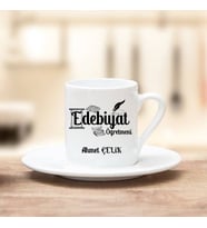 Edebiyat Öğretmeni Türk Kahvesi Fincanı (Beyaz)